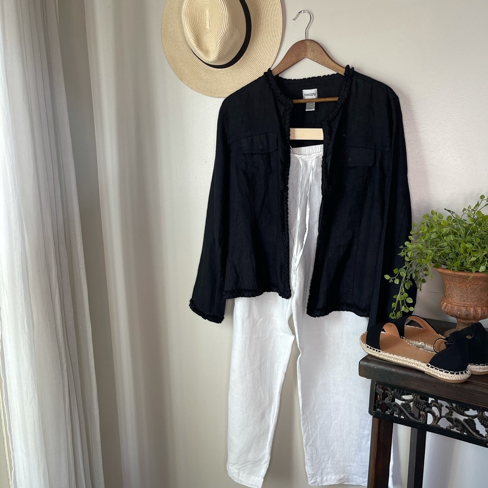 Chicos 100% linen black jacket